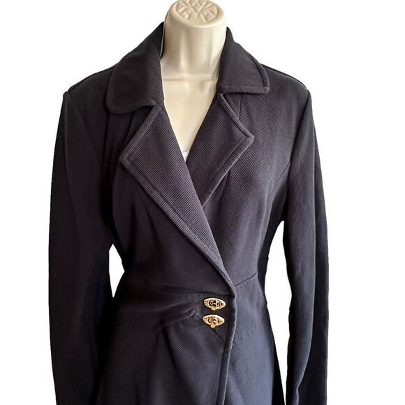 ECI ~ Womens Black Overcoat ~ turn lock closure ~ size XL - Picture 4 of 14